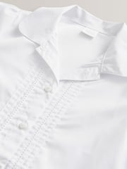 White Long Sleeve Lace Trim School Blouse (3-14yrs) - Image 7 of 9