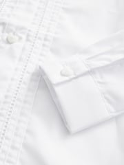 White Long Sleeve Lace Trim School Blouse (3-14yrs) - Image 8 of 9