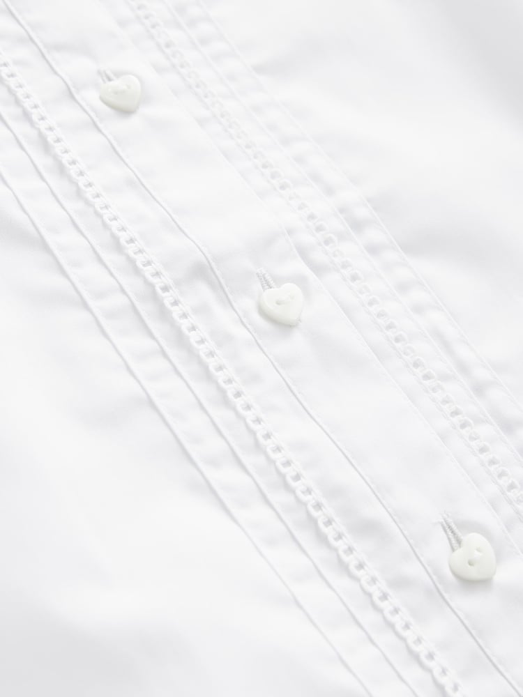 White Long Sleeve Lace Trim School Blouse (3-14yrs) - Image 9 of 9