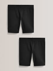 Black Regular Length 2 Pack Cotton Rich Stretch Cycle Shorts (3-16yrs) - Image 1 of 5