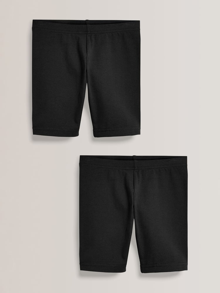 Black Regular Length 2 Pack Cotton Rich Stretch Cycle Shorts (3-16yrs) - Image 1 of 5