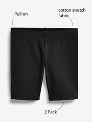 Black Regular Length 2 Pack Cotton Rich Stretch Cycle Shorts (3-16yrs) - Image 5 of 5