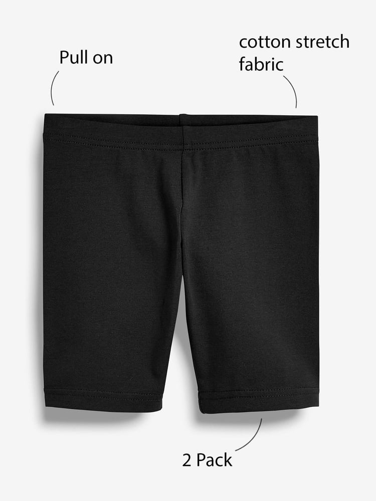 Black Regular Length 2 Pack Cotton Rich Stretch Cycle Shorts (3-16yrs) - Image 5 of 5