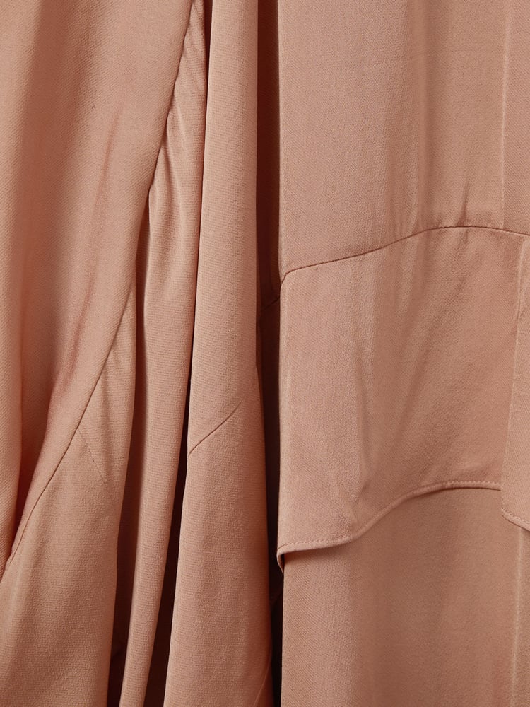 Reiss Nude Demi Viscose Side Pleat Asymmetric Midi Dress - Image 5 of 5