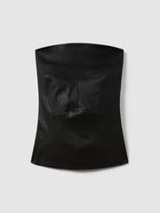 Reiss Black Iona Strapless Leather Top - Image 2 of 6