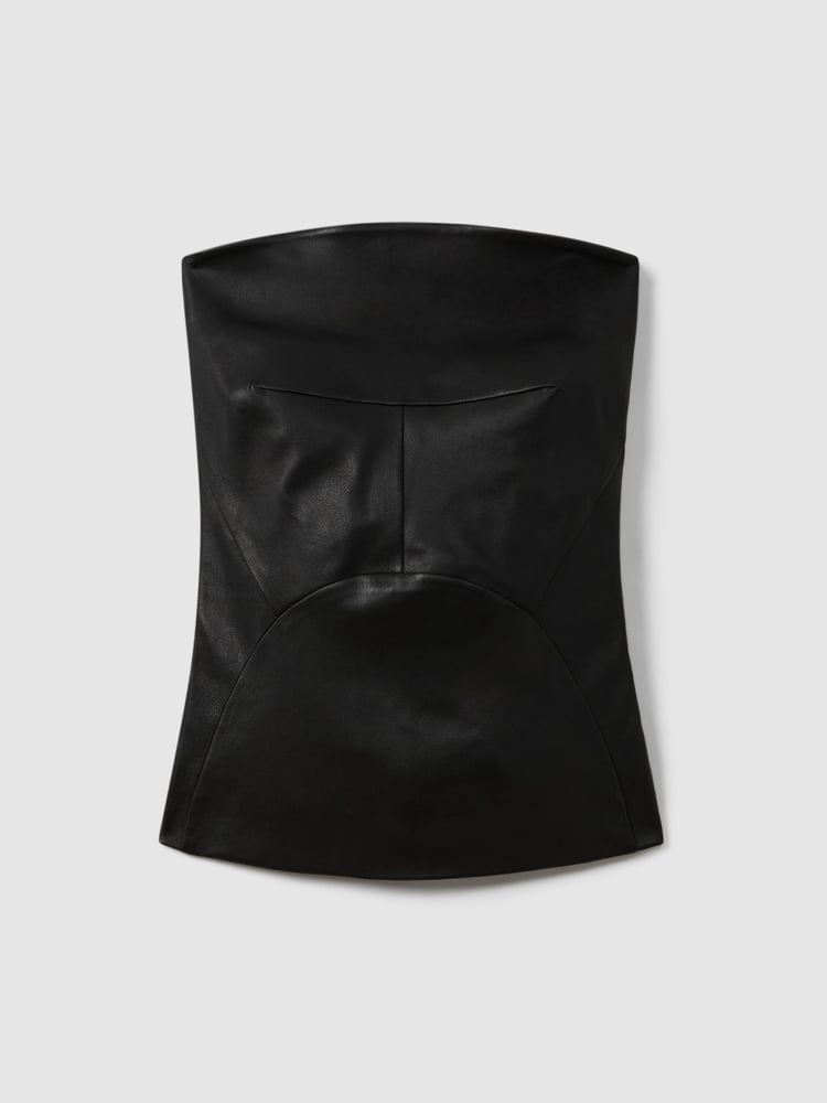 Reiss Black Iona Strapless Leather Top - Image 2 of 6