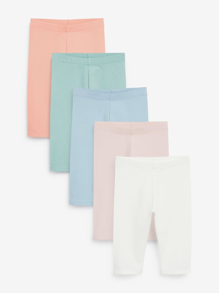 Pink/Blue 5 Pack Cropped Leggings (3-16yrs) - Image 1 of 8 Pink/Blue 5 Pack Cropped Leggings (3-16yrs) - Image 1 of 8