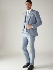 Blue Regular Fit Textured Suit Waistcoat - Image 3 of 8