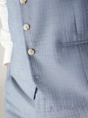 Blue Regular Fit Textured Suit Waistcoat - Image 4 of 8