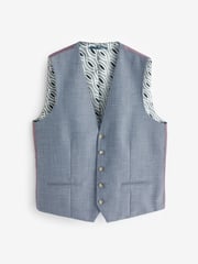 Blue Regular Fit Textured Suit Waistcoat - Image 5 of 8