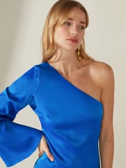 Ro&Zo Blue Selena One Shoulder Dress - Image 4 of 5