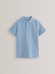 Blue Cotton School Short Sleeve 100% Cotton Polo Shirts 5 Pack (3-16yrs) - Image 2 of 4