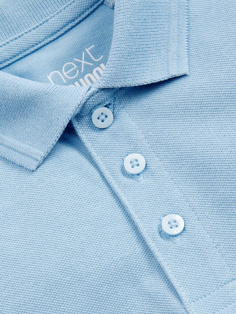 Blue Cotton School Short Sleeve 100% Cotton Polo Shirts 5 Pack (3-16yrs) - Image 4 of 4