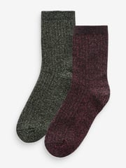 Pink and Green Cotton Rich Sparkle Ankle Socks 2 Pack - Image 1 of 3