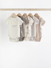 Grey Sheep Short Sleeve 100% Cotton Baby Bodysuits 5 Pack - Image 1 of 6