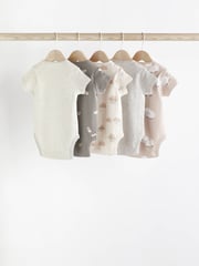Grey Sheep Short Sleeve 100% Cotton Baby Bodysuits 5 Pack - Image 2 of 6