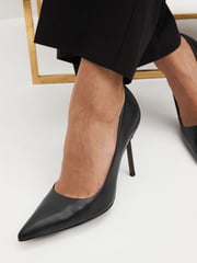 Black Forever Comfort Leather Point Toe Court Shoes - Image 2 of 8
