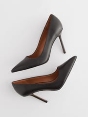 Black Forever Comfort Leather Point Toe Court Shoes - Image 4 of 8