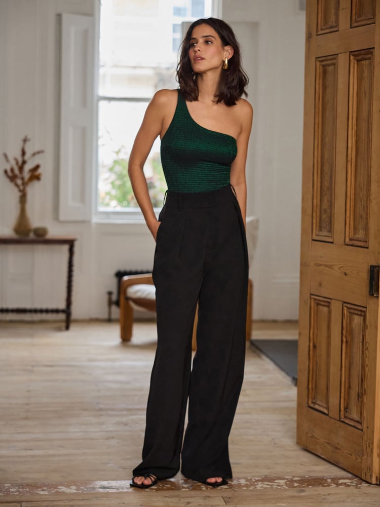 Green Sparkle One Shoulder Body - Image 2 of 8 Green Sparkle One Shoulder Body - Image 2 of 8
