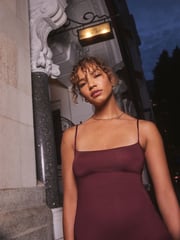 self. Burgundy Red Scoop Neck Strappy Dress - Image 5 of 7