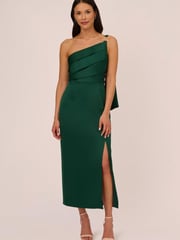 Adrianna Papell Green Satin Crepe Dress - Image 1 of 7