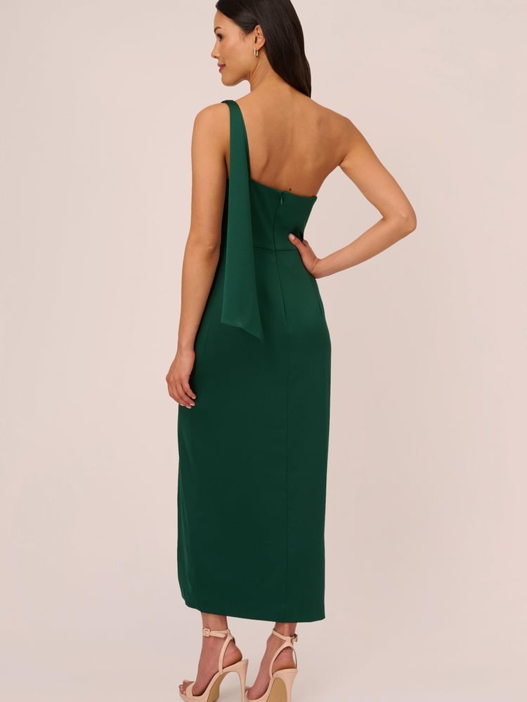 Adrianna Papell Green Satin Crepe Dress - Image 2 of 7