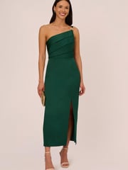 Adrianna Papell Green Satin Crepe Dress - Image 3 of 7