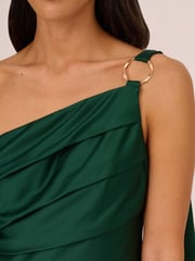 Adrianna Papell Green Satin Crepe Dress - Image 4 of 7