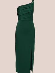 Adrianna Papell Green Satin Crepe Dress - Image 6 of 7