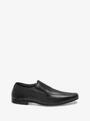 Black Wide Fit Leather Panel Slip-On Shoes - Image 1 of 5