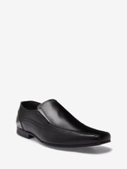 Black Wide Fit Leather Panel Slip-On Shoes - Image 2 of 5