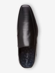 Black Wide Fit Leather Panel Slip-On Shoes - Image 3 of 5