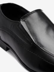 Black Wide Fit Leather Panel Slip-On Shoes - Image 4 of 5