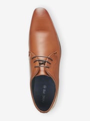 Tan Brown Wide Fit Leather Plain Derby Shoes - Image 3 of 5