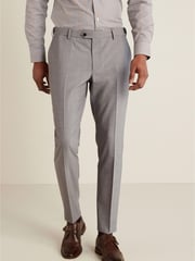 Grey Slim Fit Motion Flex Stretch Wool Blend Suit: Trousers - Image 1 of 5