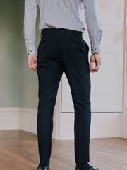 Navy Blue Slim Fit Motion Flex Stretch Wool Blend Suit: Trousers - Image 2 of 8