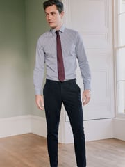 Navy Blue Slim Fit Motion Flex Stretch Wool Blend Suit: Trousers - Image 3 of 8
