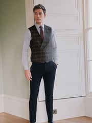 Navy Blue Slim Fit Motion Flex Stretch Wool Blend Suit: Trousers - Image 4 of 8