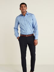 Navy Blue Slim Fit Motion Flex Stretch Wool Blend Suit: Trousers - Image 5 of 8