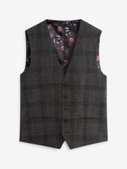 Charcoal Grey Check Suit Waistcoat - Image 1 of 4