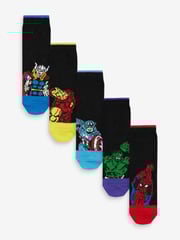 Black Marvel Avengers 5 Pack Cotton Rich Socks - Image 1 of 6