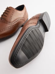 Tan Brown Wide Fit Leather Oxford Brogue Shoes - Image 6 of 6