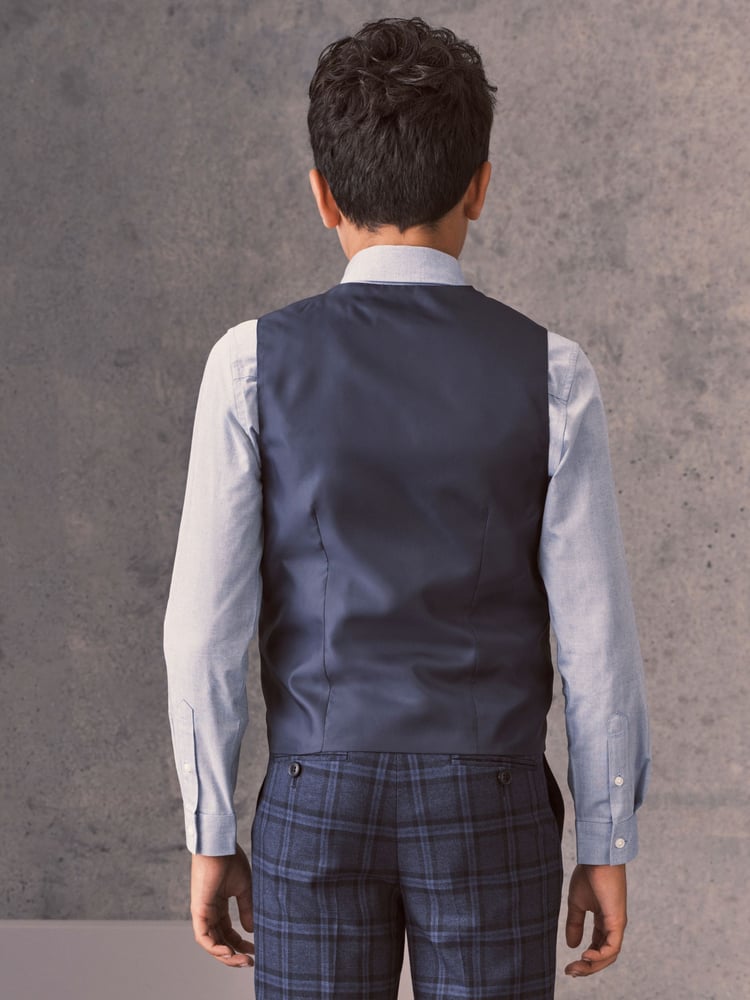 Blue Check Waistcoat, Blue Shirt & Tie Set Waistcoat (12mths-16yrs) - Image 2 of 6