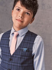 Blue Check Waistcoat, Blue Shirt & Tie Set Waistcoat (12mths-16yrs) - Image 3 of 6