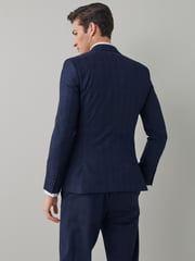 Navy Slim Motion Flex Stretch Check Suit Jacket - Image 2 of 7