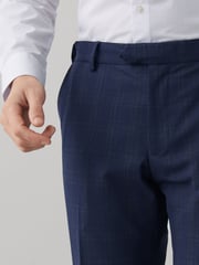 Navy Blue Slim Fit Motion Flex Stretch Check Suit: Trousers - Image 5 of 5
