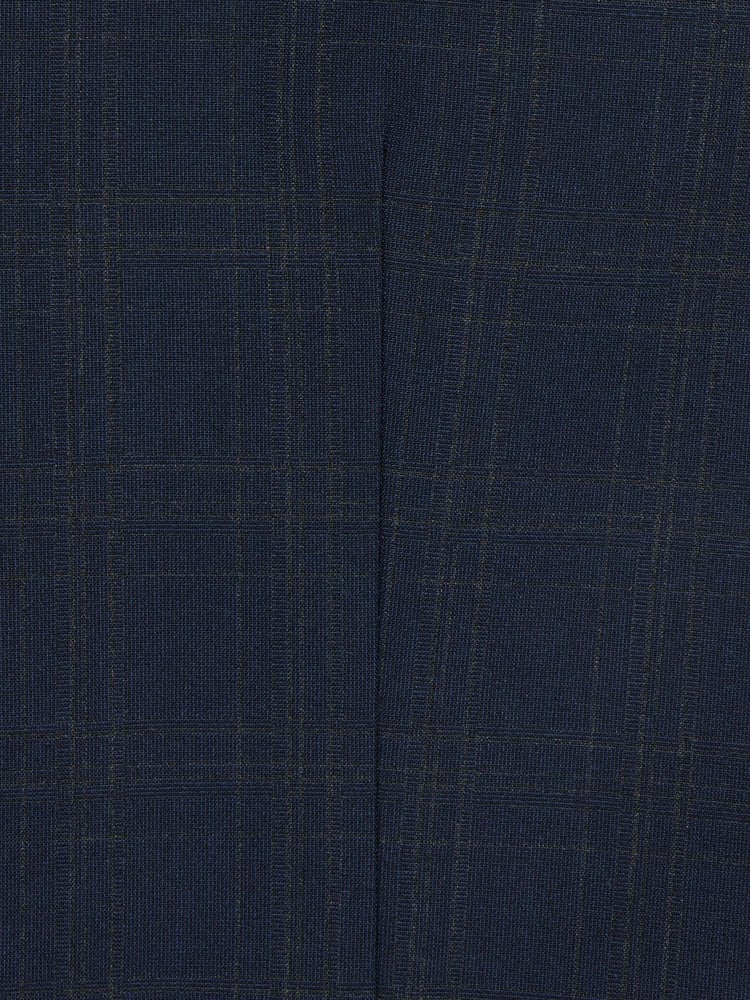 Navy Blue Motion Flex Stretch Check Suit Waistcoat - Image 13 of 13