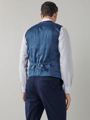 Navy Blue Motion Flex Stretch Check Suit Waistcoat - Image 2 of 13