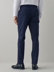 Navy Blue Motion Flex Stretch Check Suit Waistcoat - Image 4 of 13