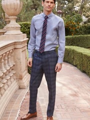 Blue Tailored Fit Check Suit: Trousers - Image 3 of 8